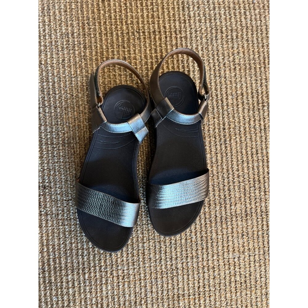 FitFlop Souza Sandals Gold Leather Adjustable Strap Open Toe Women's 8